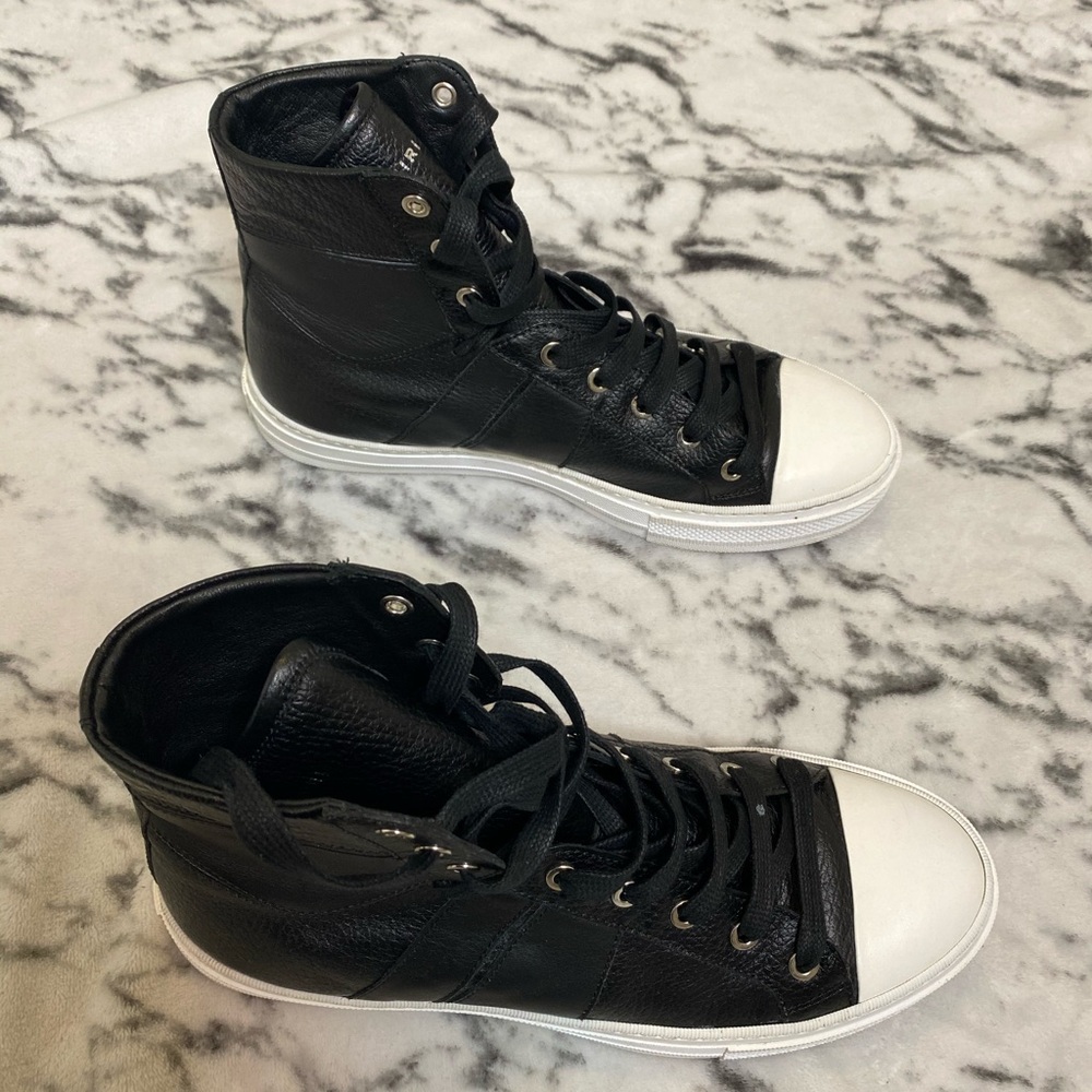 AMIRI BLACK/WHITE LEATHER 'SUNSET' SNEAKERS